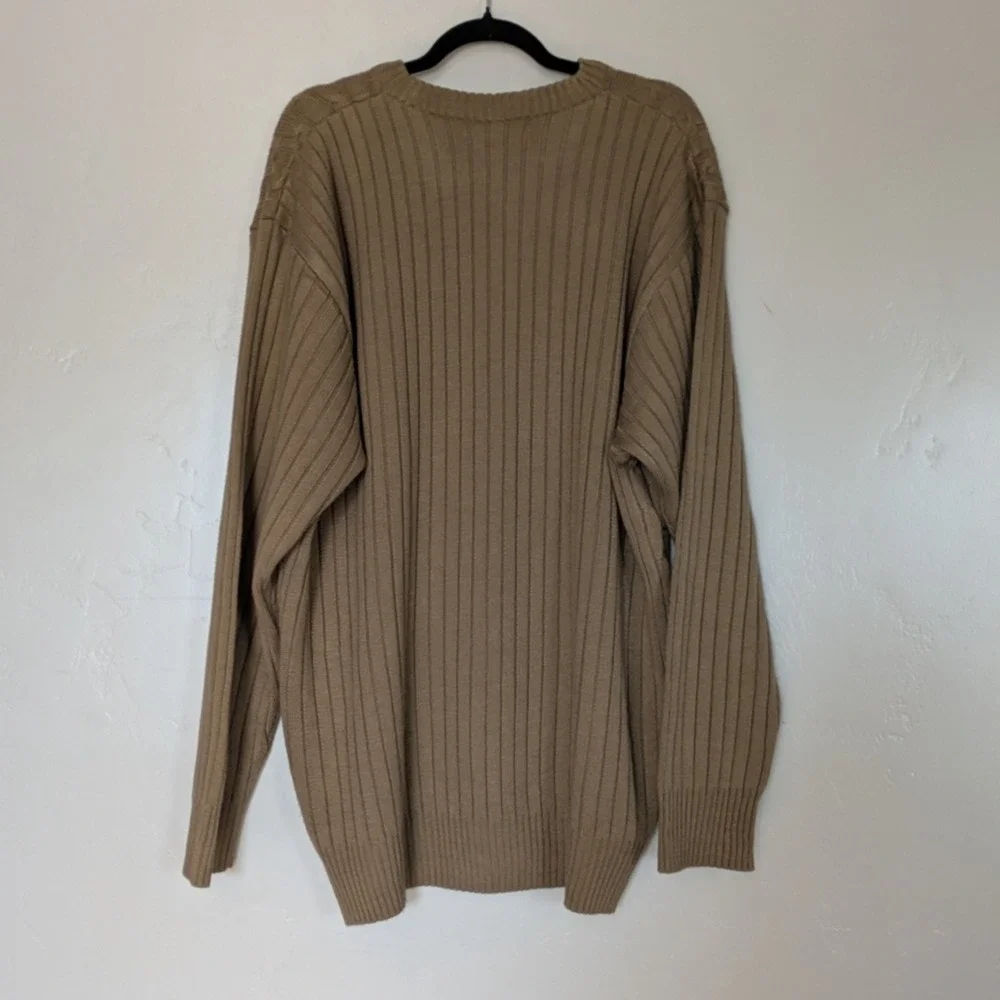 Vintage A. Adams &‎ Spire Cable Knit Sweater Tan Ribbed Mens XL Preppy Pullover